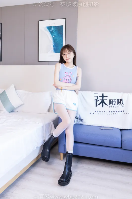 [BoBoSocks袜啵啵] NO.479 稚予-短靴、长筒白棉袜、白丝（花絮版） - BoBoSocks袜啵啵